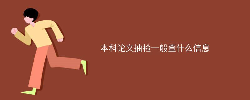 本科论文抽检一般查什么信息